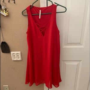 Red sexy lightweight sheer but lined dress